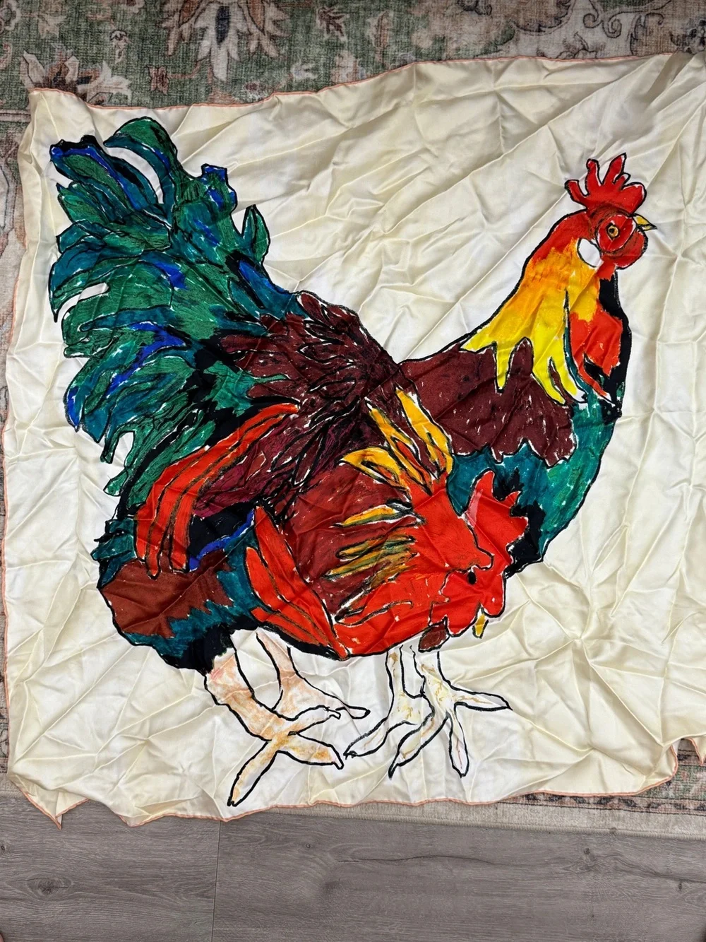 Burberry Multicolor Silk Scarf with Rooster 100% silk made in Italy